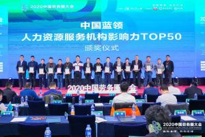 乐玩（中国）集团荣获中国蓝领人力资源服务机构影响力TOP50证书